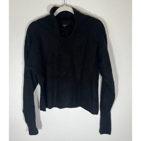Free People black turtleneck cashmere sweater rolled hem L heritage classic - Picture 1 of 11